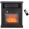 27" Freestanding Electric Fireplace with Mantel, 1400W Replaceable Fireplace Insert Heater with Timer, Black