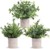 3 Pack Potted Fake Plants Artificial Plastic Eucalyptus Plants Centerpieces for Table Home Office Desk Accessories Farmhouse Room Classroom Decor