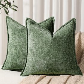 Pack of 2 Forest Green Christmas Decorative Throw Pillow Covers 18x18 Cozy Soft Chenille Accent Vintage Square Couch Pillow Covers for Home Decor Bed