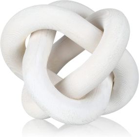 3 Link Wood Knot Decor - Hand Carved Coffee Table Decoration, Boho Chain Link Decor, Modern Shelf, Rustic Objects for Home Living Room Bedroom(White)