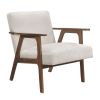 Modern Home Furniture Beige Fabric Upholstery 1pc Accent Chair Brown Finish Solid Rubberwood Contemporary Cushion Seat