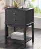conifferism Tall Bed Side Tables Black,Large Wood Nightstand with 2 Drawers 28 inch Height for Living Room