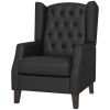 Faux Leather Armchair, Modern Accent Chair with Thick Padding for Living Room, Bedroom, Home Office, Black