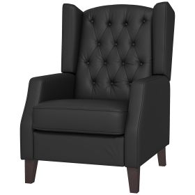 Faux Leather Armchair, Modern Accent Chair with Thick Padding for Living Room, Bedroom, Home Office, Black