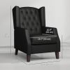 Faux Leather Armchair, Modern Accent Chair with Thick Padding for Living Room, Bedroom, Home Office, Black