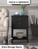 conifferism Tall Bed Side Tables Black,Large Wood Nightstand with 2 Drawers 28 inch Height for Living Room