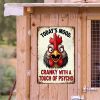 Rooster Décor Today's Mood: Cranky With A Touch Of Psycho Rustic Tin Sign For Home Farm Chicken Coop Decor