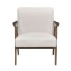 Modern Home Furniture Beige Fabric Upholstery 1pc Accent Chair Brown Finish Solid Rubberwood Contemporary Cushion Seat