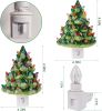 2 Pack Christmas Ceramic Tree Night Lights, Decorative Xmas Tree Nightlight with Lamp