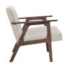 Modern Home Furniture Beige Fabric Upholstery 1pc Accent Chair Brown Finish Solid Rubberwood Contemporary Cushion Seat