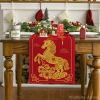 Chinese Zodiac Horse 2026 Happy Lunar New Year Table Runner, Spring Festival Winter Kitchen Dining Table Decoration for Home Party